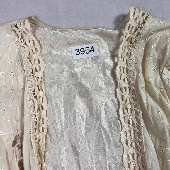 Cardigan Women 6 Cream Lace Mix Media Embroidered  Vintage Victorian - Picture 12 of 15